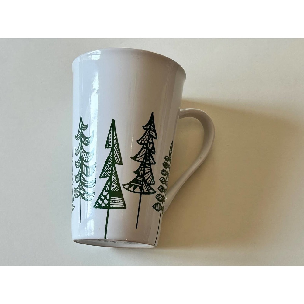 STARBUCKS 2015 Holiday Green & White Trees‎ Tall Coffee/Tea Mug Cup